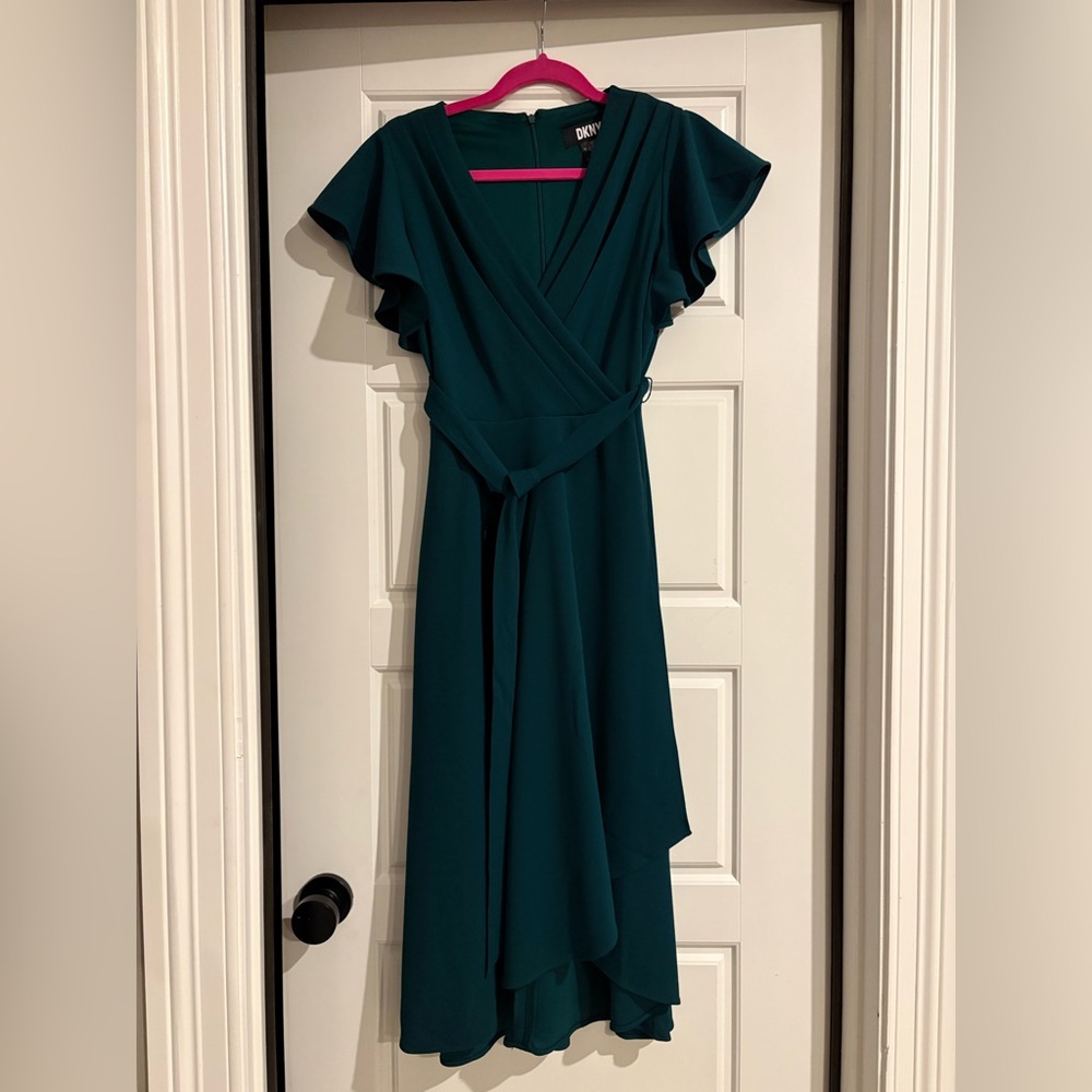 DKNY green high low dress